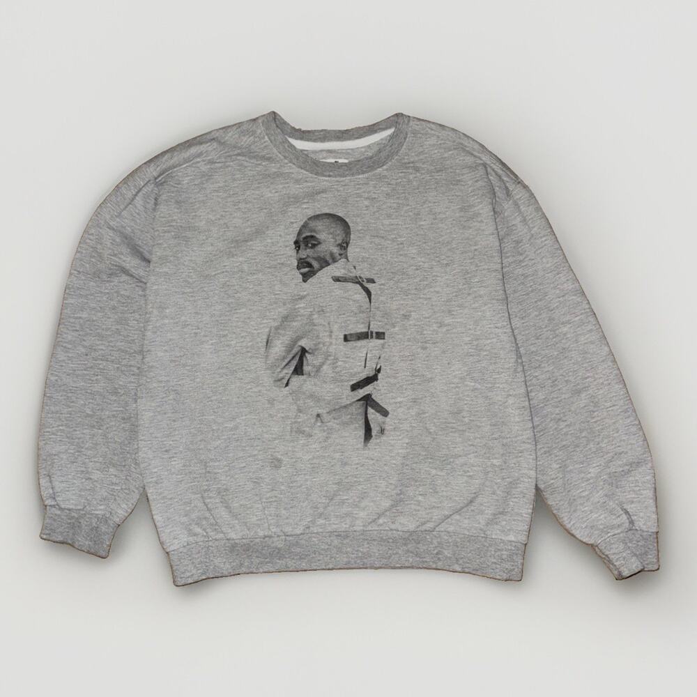 Tupac 2Pac Straitjacket Photo Crewneck Sweatshirt Anvil Gray Large 23x25 Rap